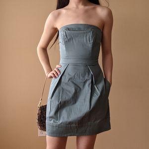 y2k French Connection teal strapless tube dress